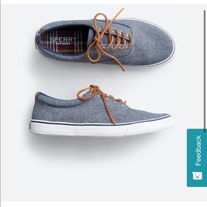 Sperry striper chambray sneaker men 9.5 NWT